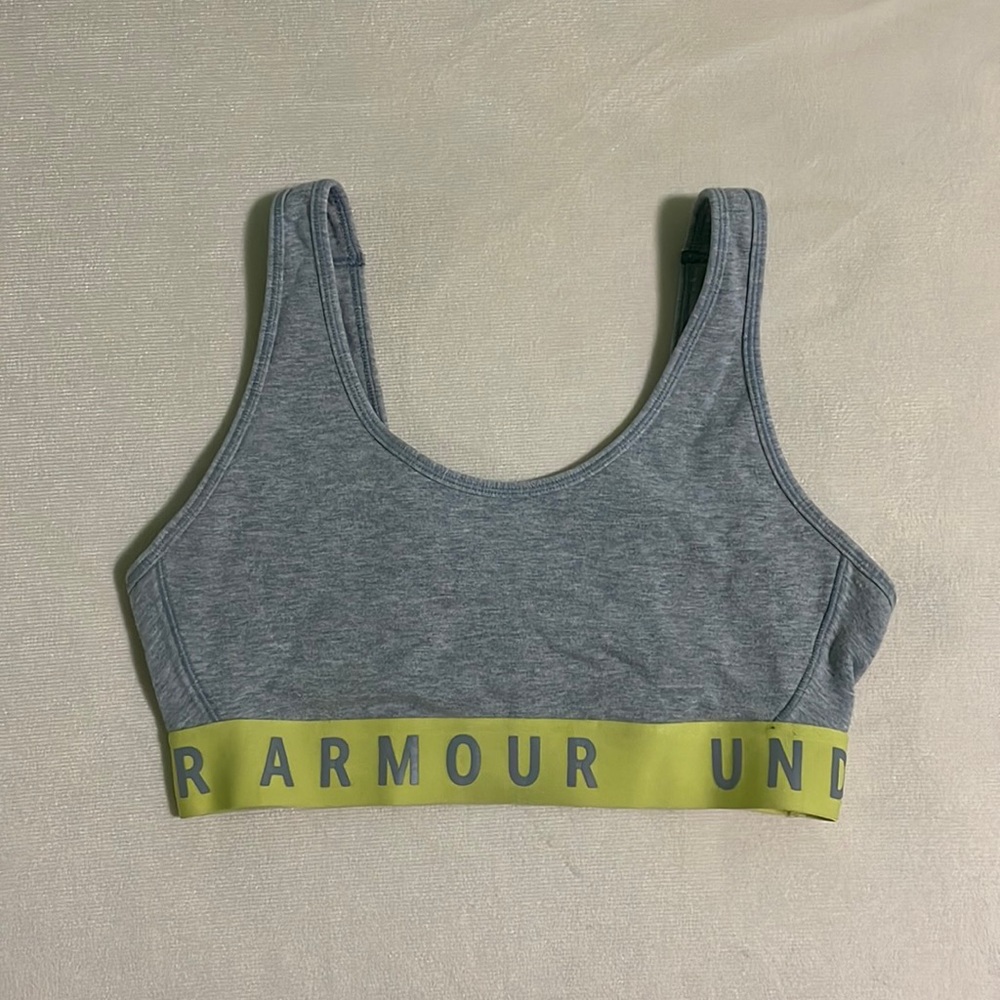 Under Armour Sport Bra Gray and Yellow Size S